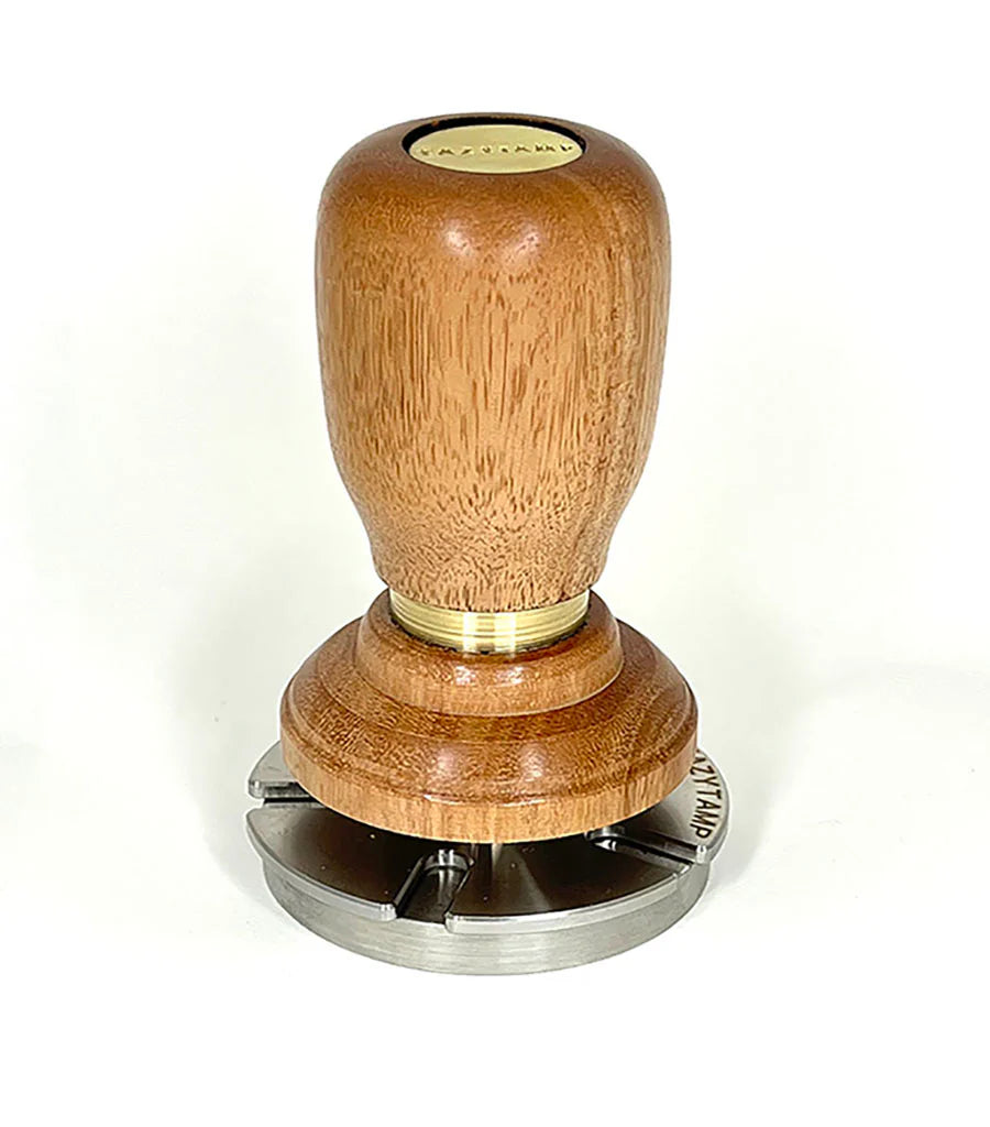 5 Star Pro - Flat - Iron Bark Timber - Brass Ring - Coffee Tamper Co