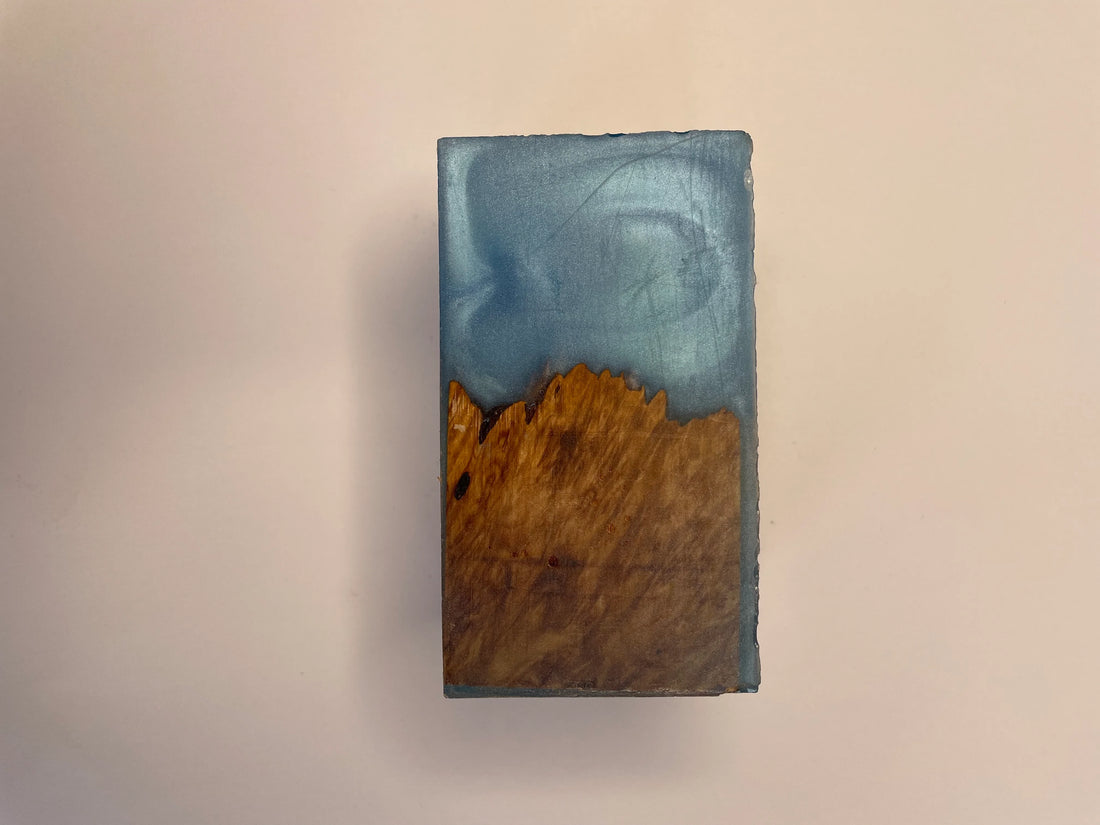 5 Star Pro - Flat - Unique Resin Burl Handle - Ice Blue - Coffee Tamper Co