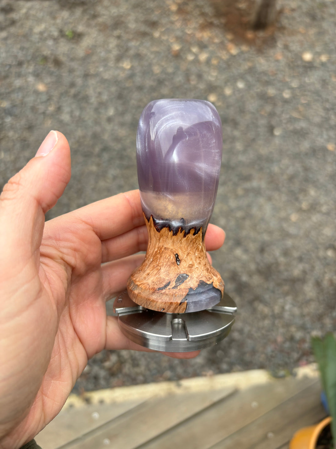 5 Star Pro - Flat - Unique Resin Burl Handle - Lavender - Coffee Tamper Co
