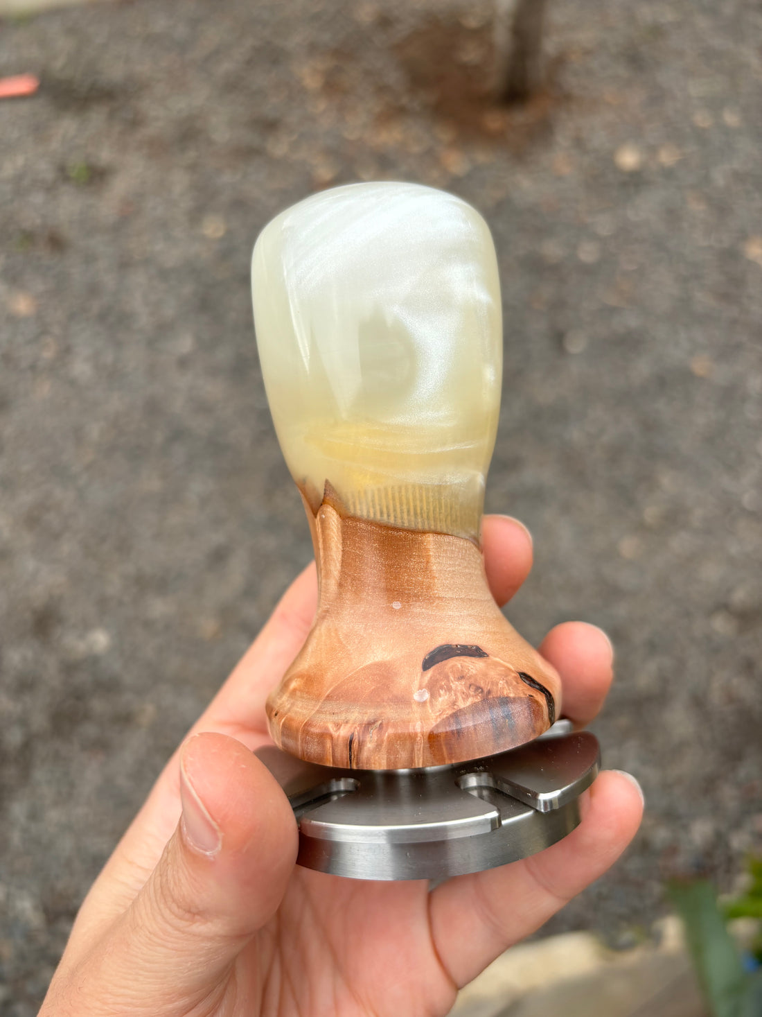 5 Star Pro - Flat - Unique Resin Burl Handle - White - Coffee Tamper Co