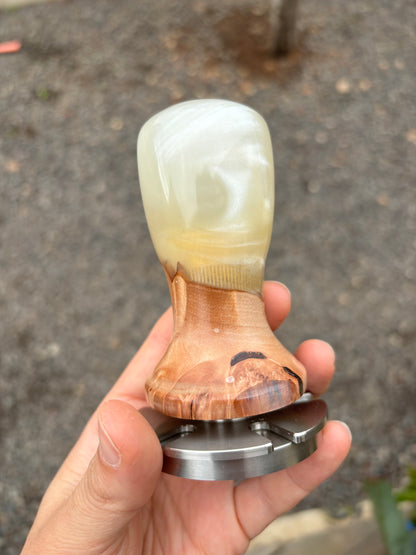5 Star Pro - Flat - Unique Resin Burl Handle - White - Coffee Tamper Co